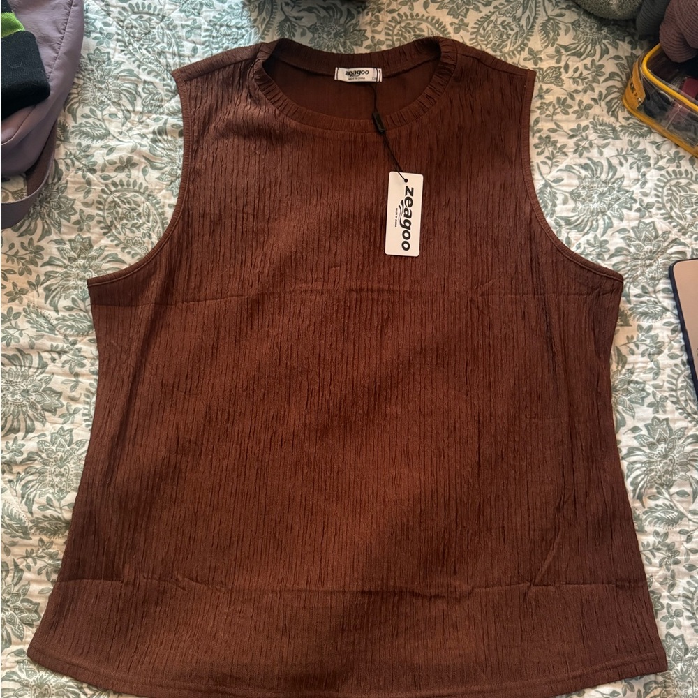 Zeagoo Women's High Neck Tank Top Casual Ribbed Knit Slim Fitted Bas